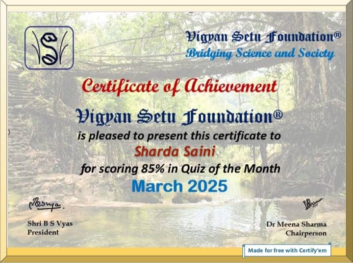 Quiz of the Month - March 2025 Certificate.