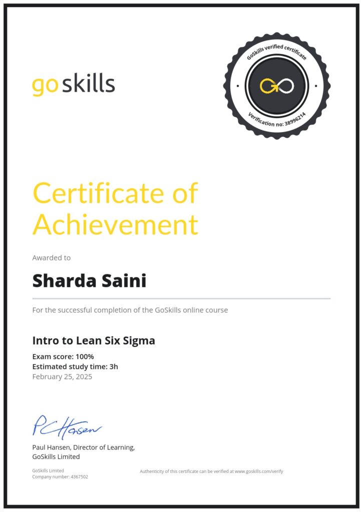 Online Course on Intro to Lean Six Sigma