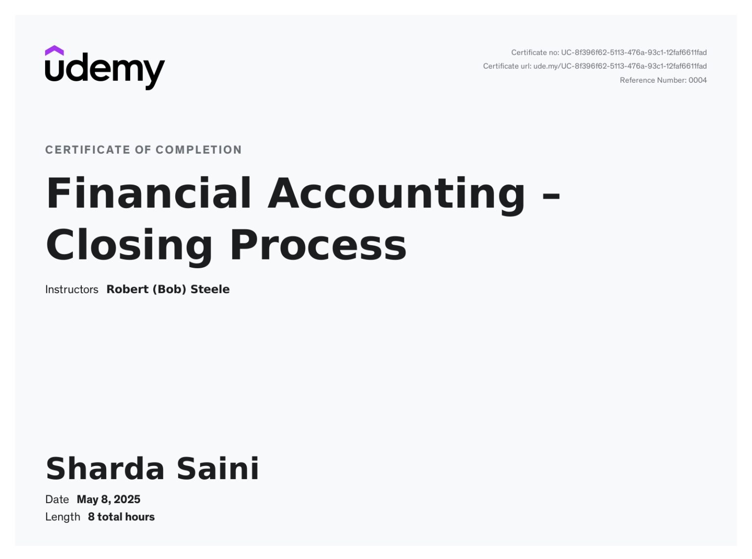 Course on Financial Accounting–Closing Process with Certificate