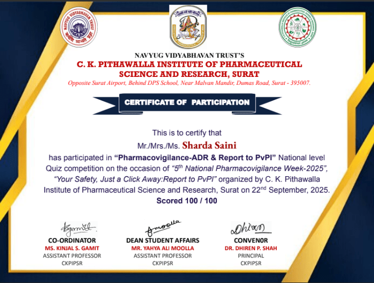 Quiz on Pharmacovigilance Certificate