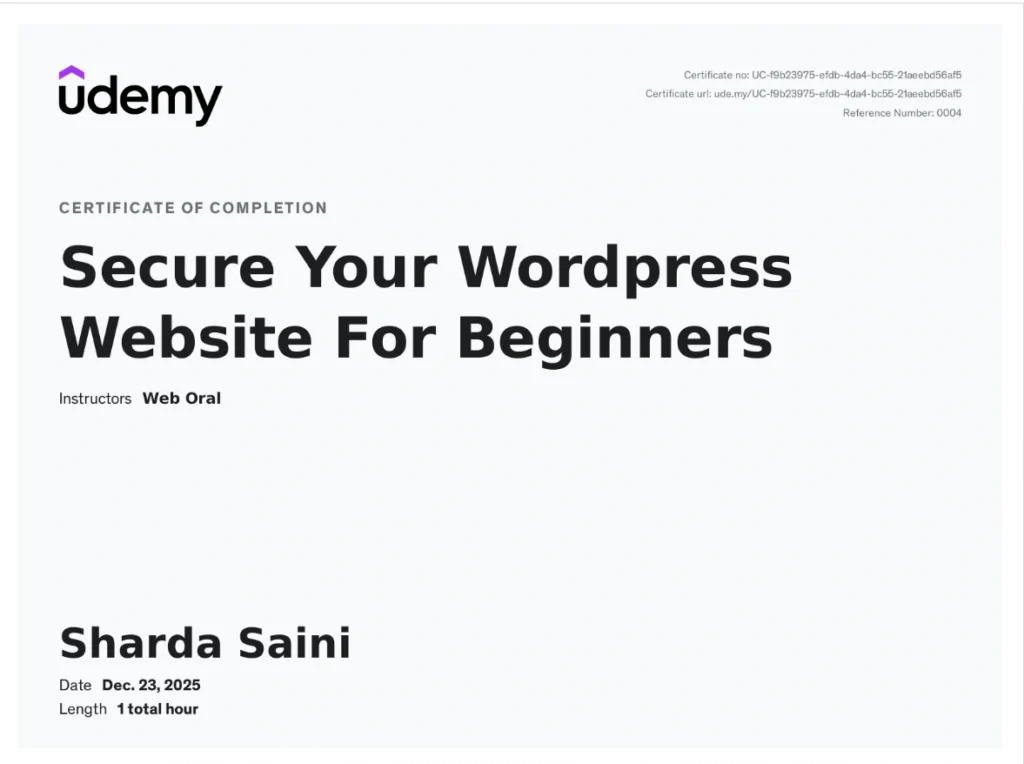 Course on WordPress Certificate Course on WordPress certificate