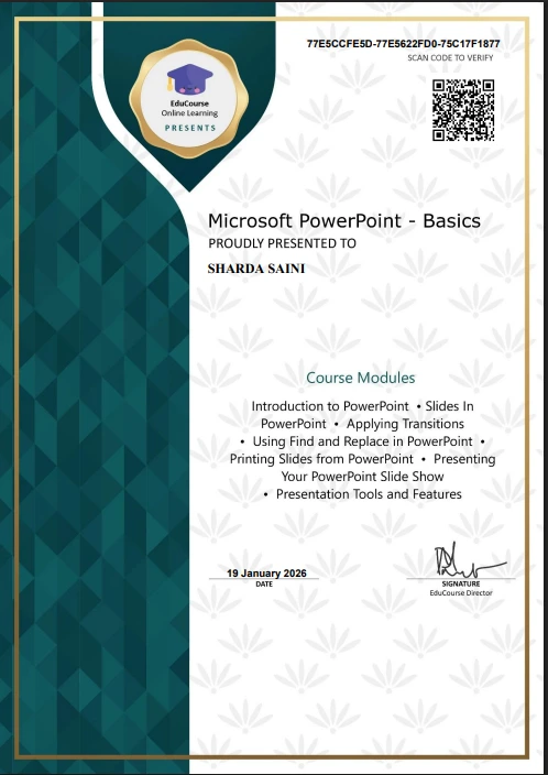 Online Course on Microsoft PowerPoint Certificate Online Course on Microsoft PowerPoint Certificate