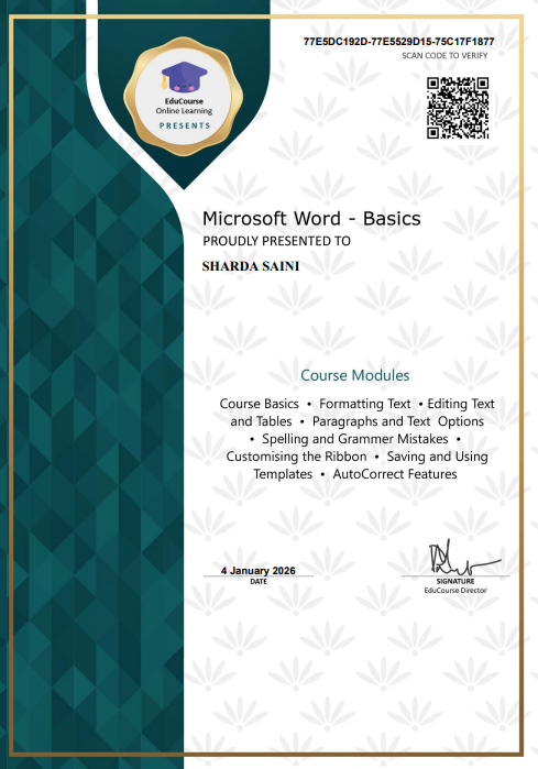 Online Course on Microsoft Word Certificate Online Course on Microsoft Word Certificate