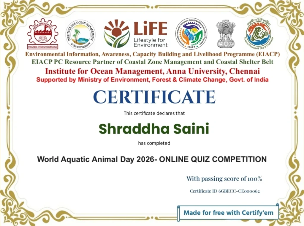 Quiz Contest on World Aquatic Animal Day 2026