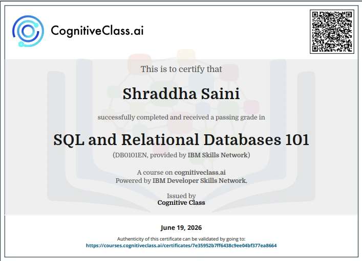 Free Online SQL Relational Database Course with Certificate